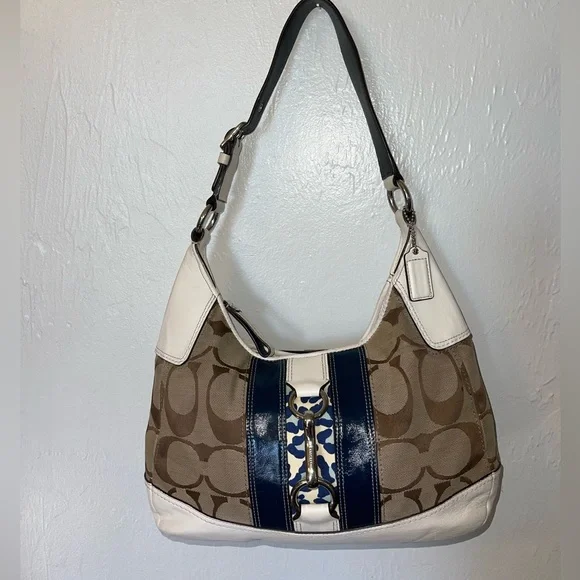Coach Signature Jacquard Shoulder Bag F10993 | Leather Trim | Authentic - Picture 1 of 10